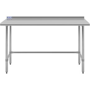HALLY Open Base Stainless Steel Table 30 x 48 Inches, NSF Commercial Heavy Duty Prep & Work Table with Galvanized Legs for Restaurant, Home and Hotel