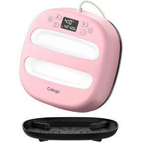 Calogy Heat Press Machine for T-Shirts 10"X10", Portable Heat Press Fast Heat Up to 410℉(210 ºC), Precise Temp Control, 15 Mins Auto Off Heat Transfer Printer (White Pink-10 * 10IN)