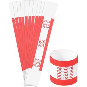 uxcell Pack of 100 Money Band Bundles, Self-Adhesive Bill Wrappers Money Wrappers Money Straps for Organize Bills Money, 7.6x1.14 Inch, Red