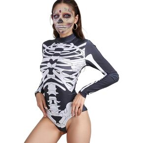 Skeleton costume for Women Halloween Costume High-Waisted Cosplay Bodysuit for Adult Party