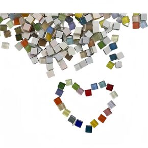 620 Pcs Mosaic Beads Glass Colorful, Loose Square Glitter Glass Sheet, 10x10mm Forms Mix Beads for Decoration, Wall, vase, Kitchen Bathroom and for DIY Home Outdoor Crystal Decoration