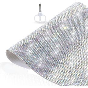 Rhinestone Sheets Self Adhesive 12000 Pcs Bling Stickers Rhinestone - Self-Adhesive Sticker Sheet for DIY, Crafting, Art, Decoration - 9.4 * 7.8 Inches (Silver)