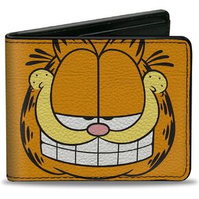Buckle-Down Nickelodeon Wallet, Bifold, Garfield Smiling Face Character Close Up Orange, Vegan Leather
