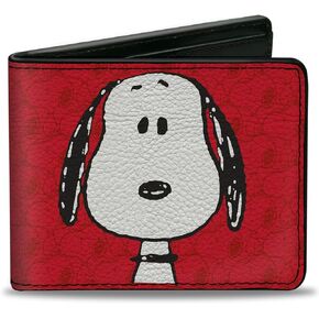 Buckle-Down Peanuts Worldwide LLC Wallet, Bifold, Peanuts Snoopy Face and Profile Pose Reds, Vegan Leather