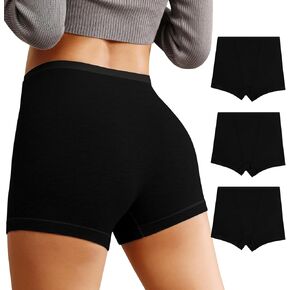 K-CHEONY Women's Boyshort Underwear High Waisted Ladies Panties Breathable Soft Postpartum Full Coverage Boxer Briefs 3Pack