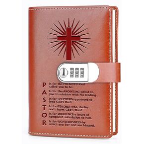 Pastor Gift Pastor A5 Locking Leather Journal Refillable Writing Notebook Pastor Appreciation Gifts Christian Gifts Minister's Gift (For The Preacher)