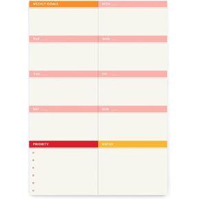 Poketo Weekly to Do List Notepad - Undated Deskpad, Tear Off 100g Paper, 55 Sheets Planning Pad, 7" x 10"- Vibrant