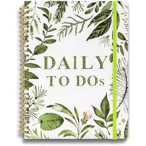 UtyTrees Daily Planner Undated: 7.3"x9.6" Daily To Do List Planner Notebook, Efficient Life Planner, Daily Journal with Inner Pocket, Office Organization for Girls, Green