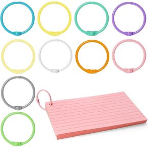 50 Pack 1 1/5 Inch Metallic Binder Rings, Colorful Loose Leaf Rings for Index Cards, Keychains, Books, and Notebooks, Perfect for Office, School, and Home, 10 Assorted Colors