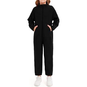 rrhss Girls One Piece Pajamas Long Sleeve Zip-Front Fleece Blanket Sleeper with Pockets 5-14 Years