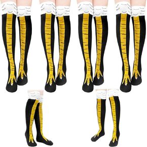 4 Pair Chicken Legs Socks,25.6 Inch Chicken Feet Over The Knee Sock,Novelty Funny Crazy Socks for Adult,Women,Men,Teen,Xmas Gifts