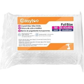 Crystal Clear Hot Glue Gun Sticks – Full Size Hot Glue Sticks. All-Purpose Glue Sticks for Crafting, Scrapbooking & More. 50 Pieces. Length: 5.9" Diameter:0 .43"