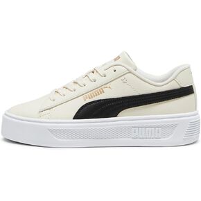PUMA Women's Smash Platform V3 Sneaker, Alpine Snow Black Gold White, 10.5