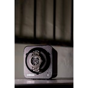Boxy Made in Taiwan Fancy Brick Watch Winder Leather Black Add on (Black) Without Adapter