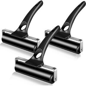 Frienda 3 Pcs Rubber Roller 4.7 Inches Black Rubber Brayer Rollers Ink Roller Tool Ideal for Gluing Printing Inking Block Paper Crafting Press Printmaking Wallpaper Stamping Scrapbooks