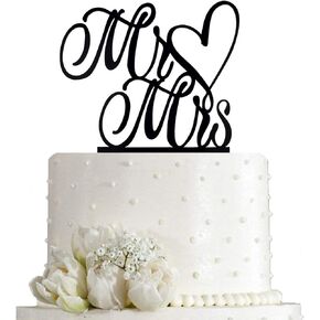 Mr and Mrs Cake Topper, Bride and Groom Sign Wedding, Engagement Cake Toppers Decorations (Mirror Gold Acrylic)