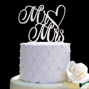 Mr and Mrs Cake Topper, Bride and Groom Sign Wedding, Engagement Cake Toppers Decorations (Mirror Gold Acrylic)