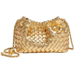 Huralona المنسوجة مساء مخلب المحفظة بو الجلود حقيبة يد كروس سحابة زلابية حقيبة كتف مع سلسلة قابلة للفصل للنساء in Kuwait