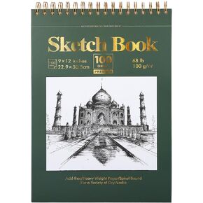 Ddaowanx 9" x 12" Sketch Book, 100 Sheets Spiral Bound Art Sketchbook, (68lb/100gsm) Acid Free Artist Drawing Pad Paper Painting Sketching Pad, Gifts for Kids Adults Beginners
