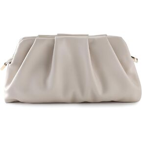 Evening Bag for Women Ruched Clutch Purse Detachable Metal Chain Crossbody Bag