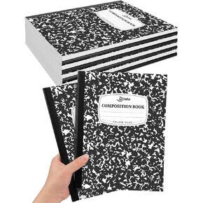 Composition Notebook College Ruled Paper, 10 Packs 9.75 x 7.5 Writing Notebooks Black Marble Soft Cover for School College Office Students Men Women Teachers (80 Sheets/160 Pages)