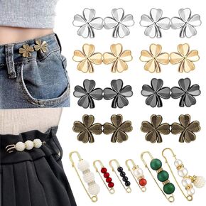 22 Pieces Pant Waist Tightener, No Sew and No Tool Detachable Button Pins for Jeans, Button for Jeans to Make Tighter, Adjustable Waistband Tightener for Pants Women