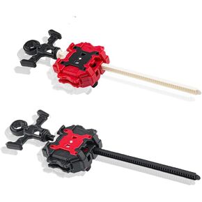 COCOFOX 2 Pack Bey Burst Launchers, Right/Left-Spin Launcher, Blade Gyro Launcher(Black+Red)