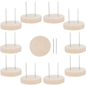 FREEBLOSS 10pcs Double Steel Needle Crochet Doll Stand Steel Needle Doll Stands Needle Felting Doll Display Holders with Wooden Base for Crochet Dolls Felting Animal Dolls