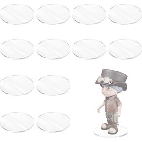 Cosmos 12 Pcs Round Action Figure Stand Base Acrylic Figure Display Stands Miniature Bases Mini Doll Model Display Holder Accessories for Figures, Dolls, Small Collectibles (Transparent Clear, 50mm)