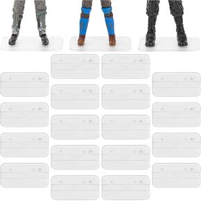 18PCS Action Figure Stand for Display, Figure Toy Display Support Holder Base with Peg, Compatible with 6 inch Star Was Black Series Figures, Clear