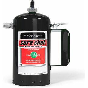 SURE SHOT A1002 1-Quart Non Aerosol Sprayer - Refillable Pressurized Sprayer Can for Oil, Solvent, Degreasers, Lubricants - Rechargeable Steel Canister with Adjustable Nozzles - Made in the USA - 32oz