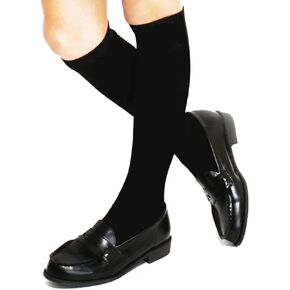 COTTON DAY 3 Pack Kids Girls Unisex Soft Knee High School Uniform Dress Socks Seamless Toe Black White Navy Blue Burgundy