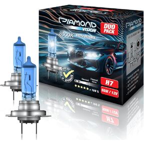 Diamond Vision 2x H11 12V 60/55W | Xenon Look | Halogen car headlights | 8500k Super-Ultra-White | Extremely durable | Replacement bulbs for automotive | PGJ19-2