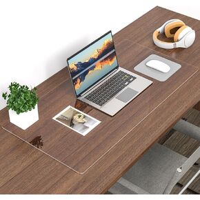 Frosted Clear Desk Mat, Non-Slip PVC Clear Desk Pad, Transparent Desk Cover Protector with Round Edge, Heat Resistant & Waterproof Desk Mat for Home and Office (23.6"*15.7")