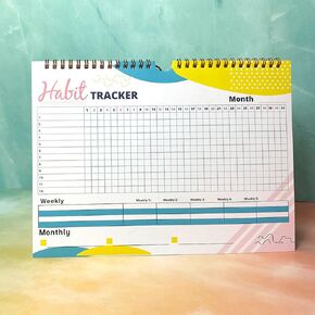 Habit Tracker Calendar 12 Months Undated Daily Weekly Monthly Period Habit Tracker Journal Planner, Spiral Binding with Writable Goals Habits Track Office Supplies. 8"x11"