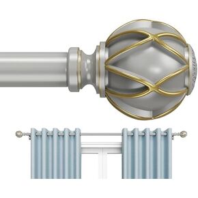 Curtain Rods for Windows 20 to 195 Inches, Adjustable Length Heavy Duty 1 Inch Rod,Decorative Finials,16 ft Extra Long,Bronze