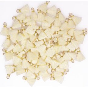 VAPKER 100Pcs 0.8Inch/2CM Mini Tassels Gold Tassel Tiny Handmade Craft Tassels with Gold Jump Ring for Earring Jewelry Necklace Making Accessories DIY