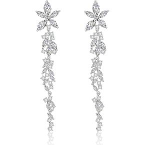 UILZ Dangle Wedding Bridal Earrings for Women Brides Bridesmaids Wedding Gifts, Cubic Zirconia Rhinestones Gold Earrings for Women Chandelier Earrings Prom Jewelry