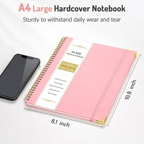 A5 Spiral Notebook Journal for Women & Men, Hardcover Large Notebooks for Work with Content Pages, 100 GSM Paper, College Ruled Journals for Work School Note Taking Writing-Black, Olive Green in Saudi Arabia
