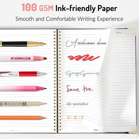 A5 Spiral Notebook Journal for Women & Men, Hardcover Large Notebooks for Work with Content Pages, 100 GSM Paper, College Ruled Journals for Work School Note Taking Writing-Black, Olive Green in Saudi Arabia