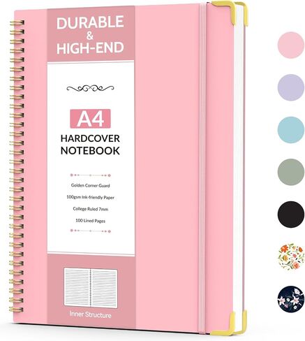 A5 Spiral Notebook Journal for Women & Men, Hardcover Large Notebooks for Work with Content Pages, 100 GSM Paper, College Ruled Journals for Work School Note Taking Writing-Black, Olive Green in Saudi Arabia