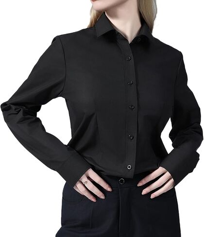 Womens Dress Shirts Long Sleeve,Blouses for Womens Wrinkle-Free Solid Work Blouse, Womens Business Casual Tops in Saudi Arabia