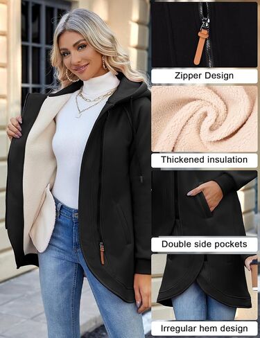 Fleece Jacket Women Hoodies Zip Up Sherpa Fleece Thermal Jackets Full Zip Warm Jackets for Womens Winter Coats in Saudi Arabia