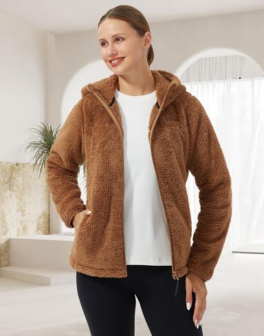 Pioneer Camp Women's Fuzzy Fleece Jacket Full Zip Up Lightweight Warm Soft Fleece Coat with hood for Spring Fall Winter in Kuwait