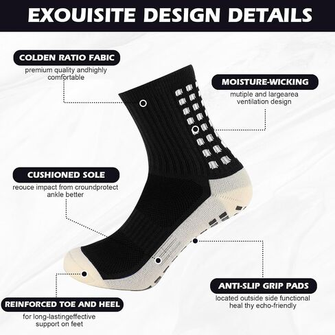 12 Pairs Men's Soccer Socks Grip Pads Non-Slip Football Baseball Soccer Socks for Men Women - White in Saudi Arabia