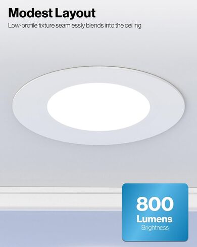 Sunco 12 حزمة 5CCT LED غائرة 6 بوصة، 1200 LM سطوع عالٍ، مصابيح مسطحة رفيعة جدًا، 2700K/3000K/4000K/5000K/6000K قابلة للاختيار، قابلة للتعتيم، 15 وات، تركيب تحديثي - مدرج في قائمة UL in Kuwait