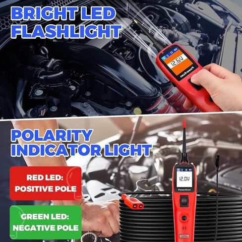 جهاز اختبار الدائرة الكهربائية Autel PowerScan PS100، جهاز اختبار كهربائي للسيارات 12 فولت 24 فولت، جهاز كشف قاطع الدائرة، اختبار التيار المتردد/التيار المستمر/الاستمرارية/الإشارة، تنشيط المكونات، مجموعة مسبار دائرة الطاقة مع كابل بطول 40 قدم in Saudi Arabia