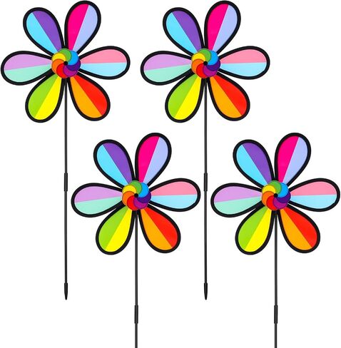 4PCS Wind Spinners for Yard and Garden, Lawn Yard Decorations Pinwheels Colorful Whirligigs Windmill Kids Toys for Outdoor Decor in Saudi Arabia