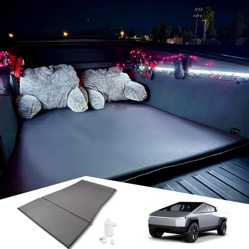 مرتبة هوائية لسرير الشاحنة لملحقات Tesla Cybertruck مناسبة حسب الطلب سرير هوائي للتخييم مع حقيبة حمل مضخة مدمجة مثالية للسفر والعطلات والتخييم in Kuwait