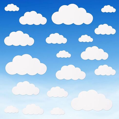 MixTeach 100 Pieces White Cloud Cutouts Set Paper Cloud Wall Decals Cloud Shapes Cardstock Die Cut Paper for Classroom Decoration Room Decor Party Wall Decoration Nursery Playroom Decor in Saudi Arabia